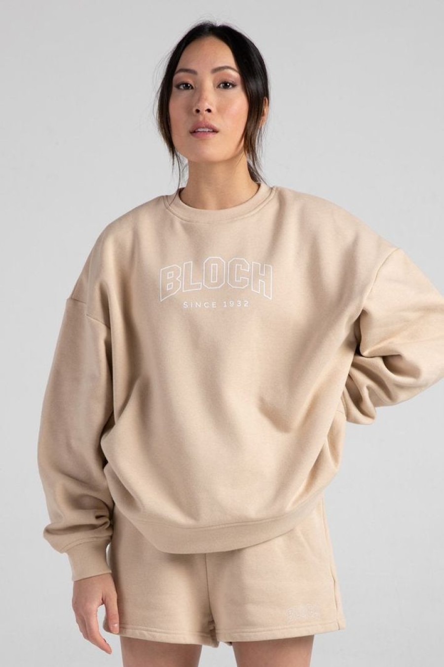 Dancewear bloch | Bloch Off-Duty Terry Crew Pullover | Oat