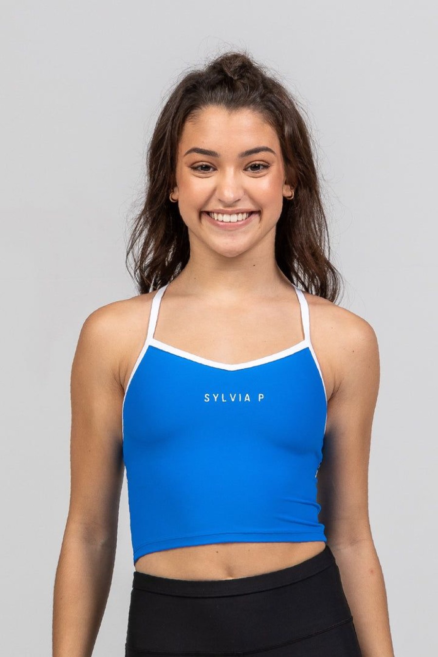 Dancewear sylvia | Sylvia P The Original Cropped Singlet | Atlantic Blue Dancewear