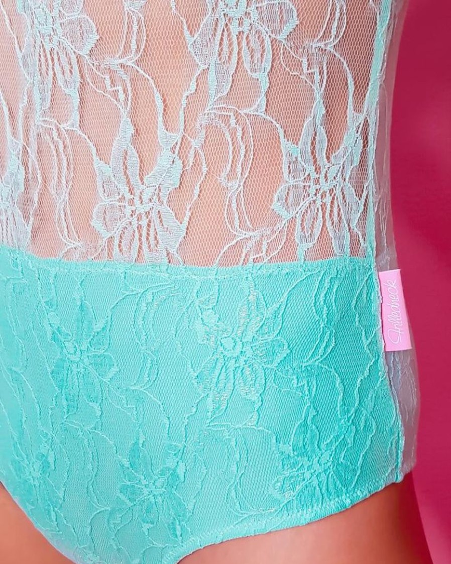 Dancewear frilledneck | Frilledneck Fashion Lace Leotard Aqua