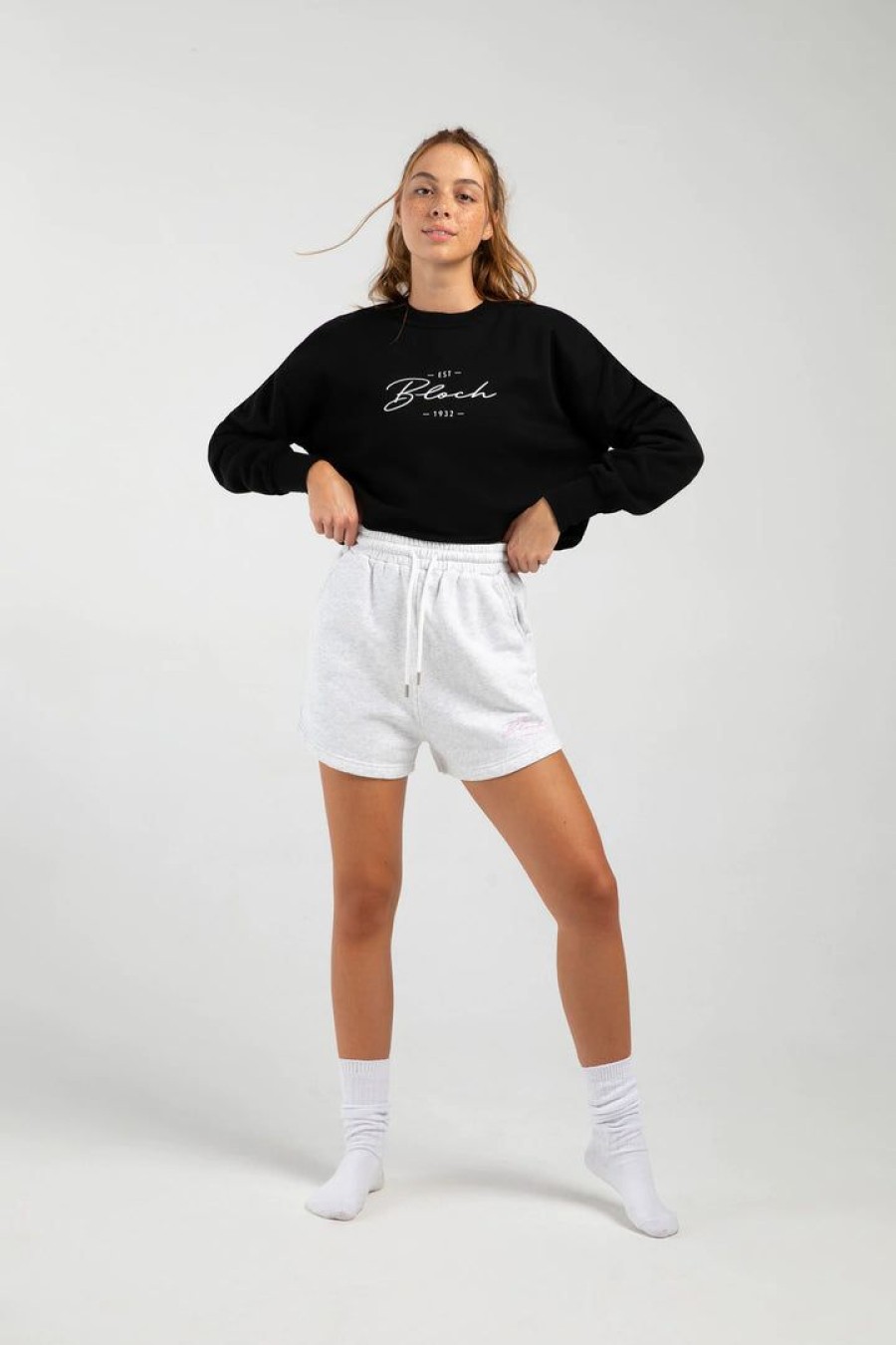 Dancewear bloch | Bloch Off Duty High Waisted Terry Shorts | Snow Marle