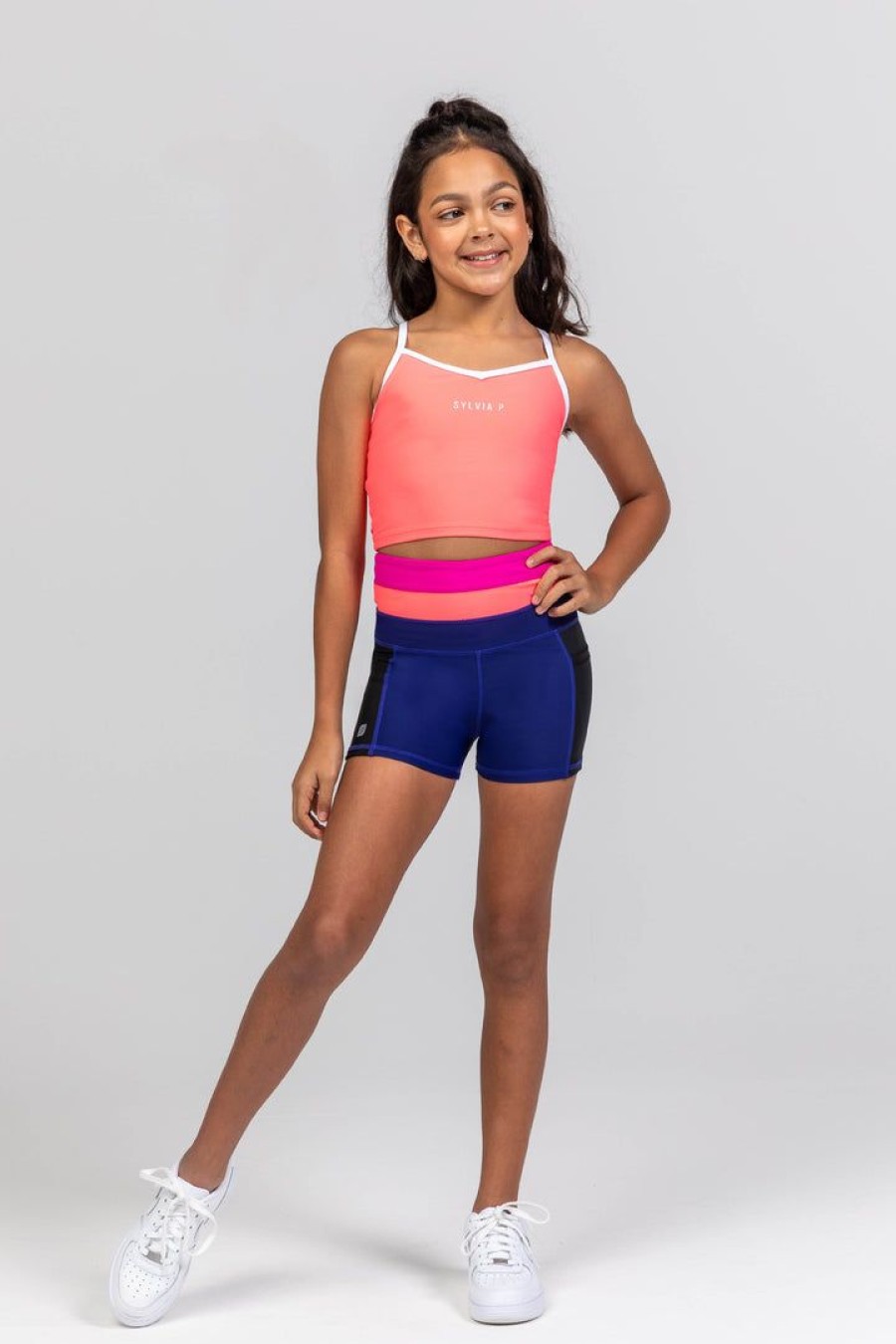 Dancewear sylvia | Sylvia P The Original Cropped Singlet | Neon Cantaloupe