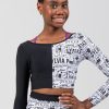 Dancewear sylvia | Sylvia P Two-Tone Cropped Long Sleeve Top